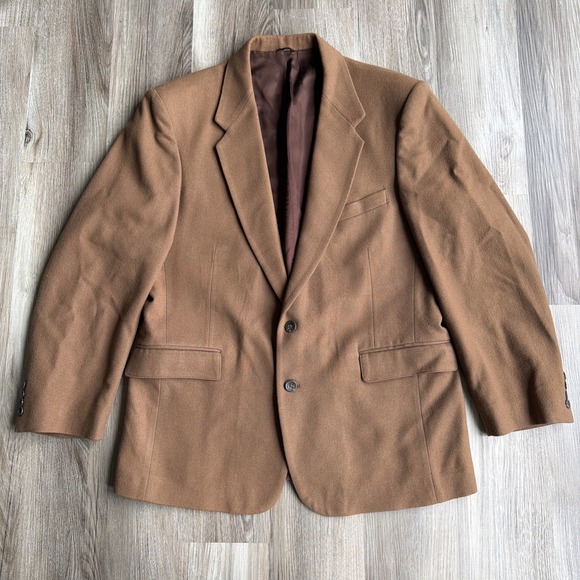 john henry Other - Vintage John Henry 100% Wool Blazer Brown Tan Sport Coat Mens 44R Academia